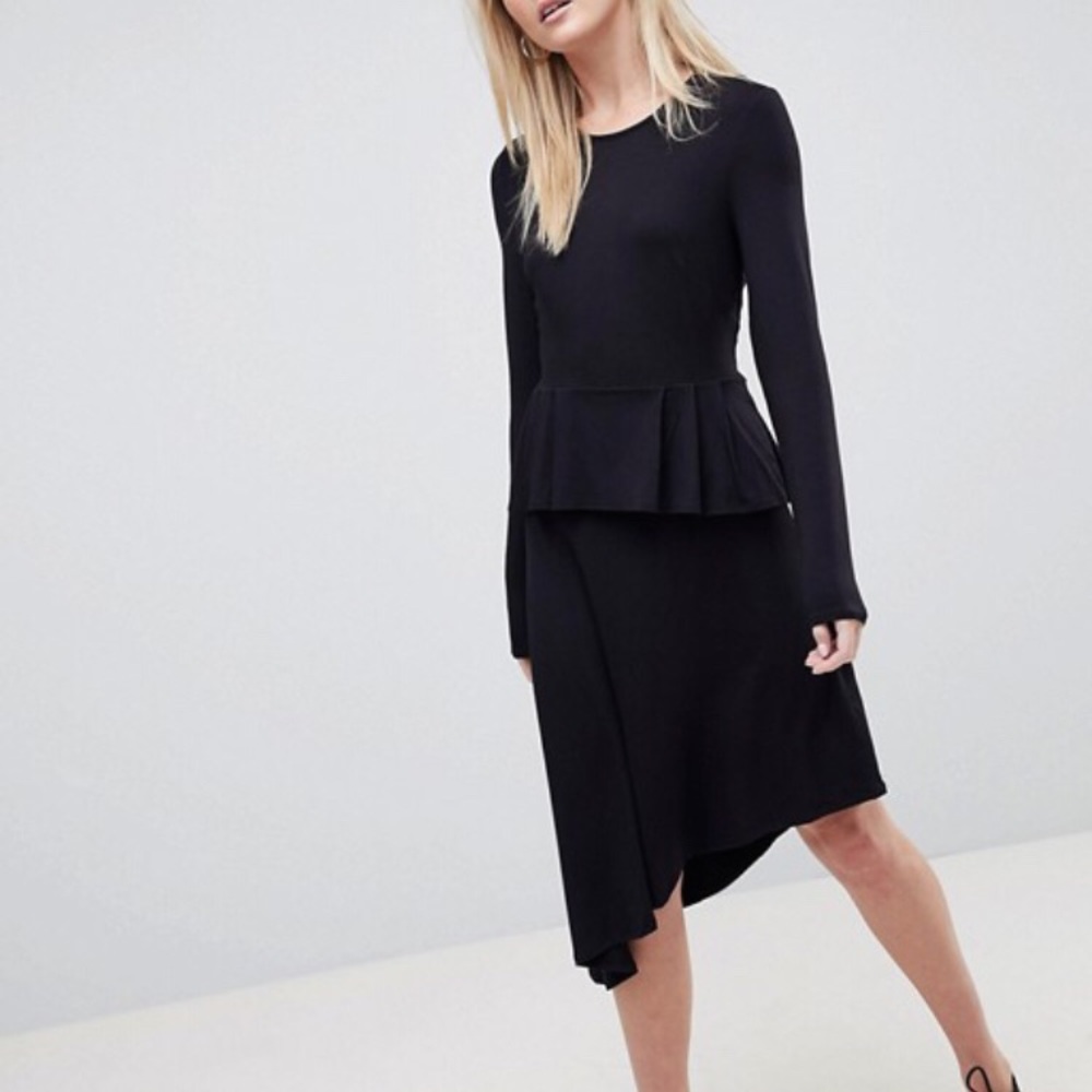 NWOT ASOS asymmetrical dress with peplum